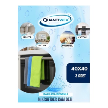 40x40 3lü Mikrofiber Cam Bezi İz Bırakmaz Oto Ev Temizlik Bezi